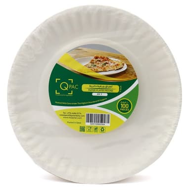 QPack Round Plastic Plates 100 Pieces